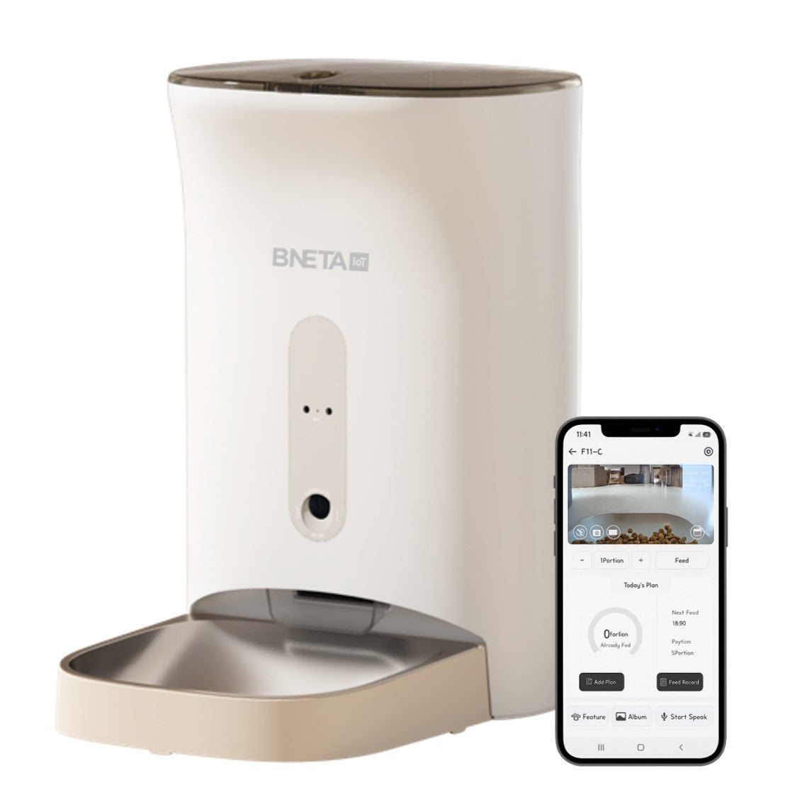BNETA IoT Smart Pet Feeder with HD Fish Eye Camera