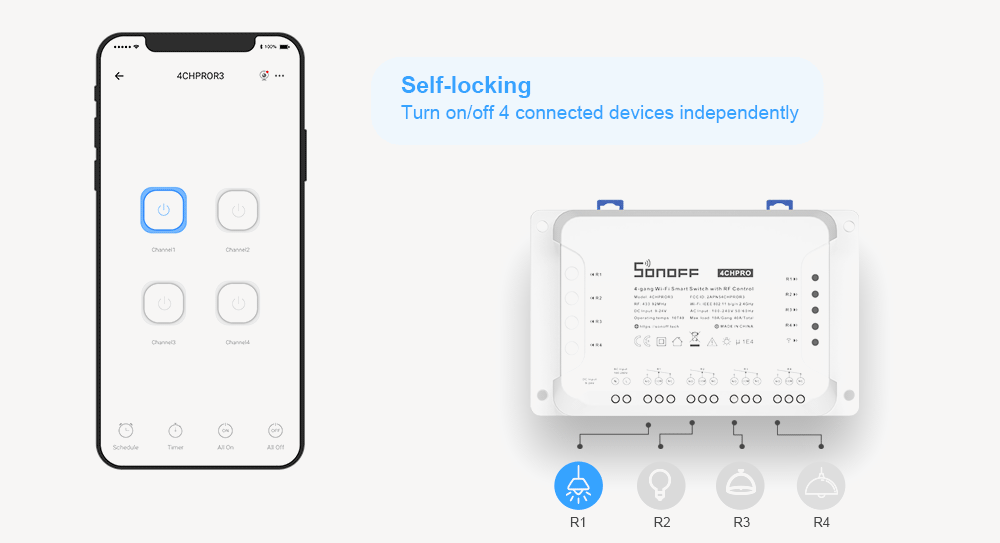 Sonoff 4CH Pro R3 Smart Switch WiFi and RF